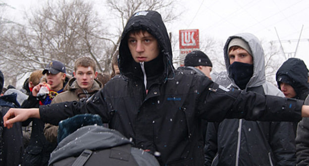 Search of participants of action in memory of Yegor Sviridov in Kronshtadt Boulevard in Moscow, January 15, 2011. Photo by the "Caucasian Knot"