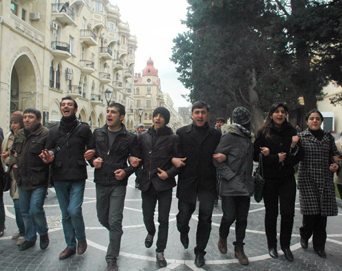 Youth action "Great People's Day" in central Baku, in Nizami (Trade) Street, March 11, 2011. Photo by the "Caucasian Knot"

