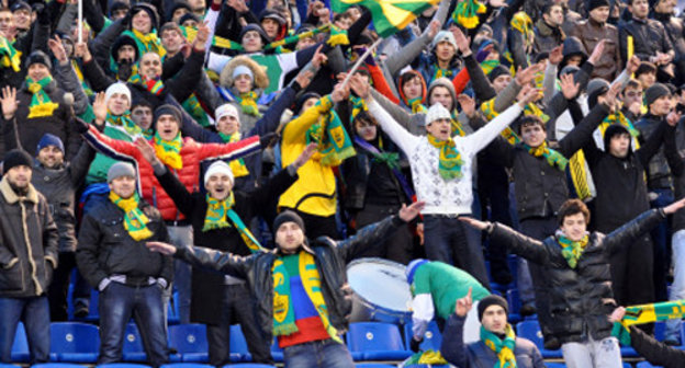 Fans of "Anji" FC at the match with "Zenit" FC in St Petersburg, March 21, 2011. Courtesy of the press service of the "Anji" FC (http://www.fc-anji.ru/)