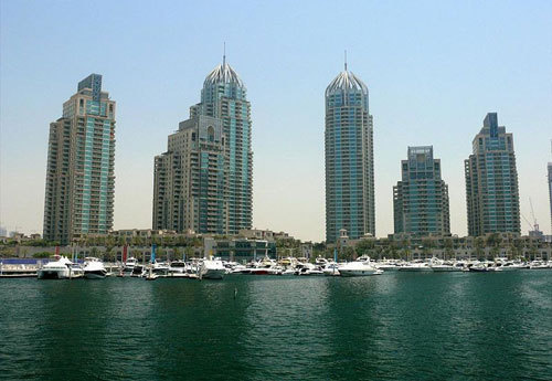 The Dubai Marina, a residential district, is the world's second largest man-made marina. Photo by http://en.wikipedia.org