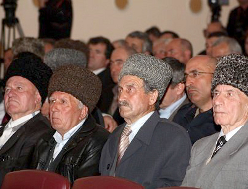 Delegates of the 7th Congress of Black Sea Adygs-Shapsugs, held in township of Lazarevskoe, Sochi, April 30, 2011. Courtesy of http://shapsugiya.ru