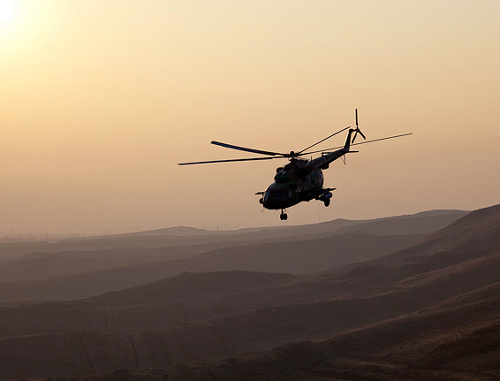 A military helicopter in the mountains of Chechnya. Photo by Vitaly Ragulin, http://dervishv.livejournal.com