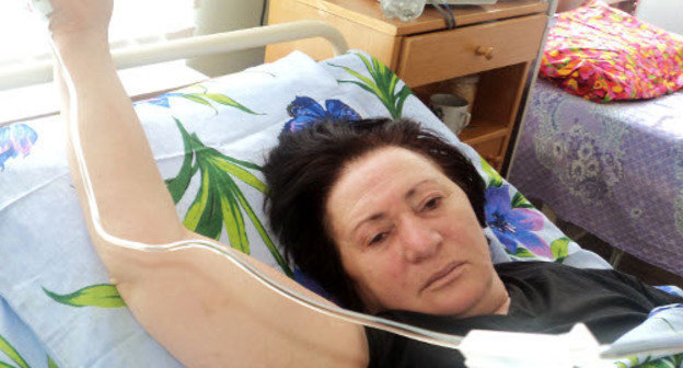 Alla Djioeva in the intensive care unit of the Republic's Somatic Hospital, South Ossetia, Tskhinvali, February 12, 2012. Photo, made by a witness, was provided by Alla Djioeva's office