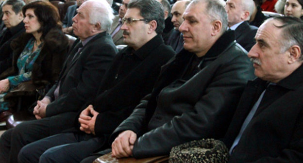 Employees of the Dagestani State University at the meeting on the upcoming presidential election, Makhachkala, February 28, 2012. Courtesy of the http://www.dgu.ru