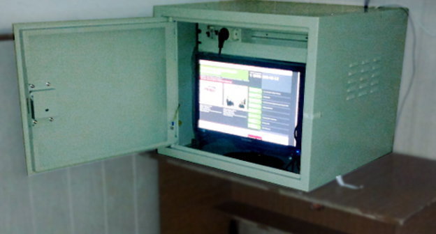 Polling Station No. 307 in the city of Chegem, Kabardino-Balkaria, March 4, 2012; the monitor for displaying the voting data from the software/hardware complex is stored in a fireproof safe. Photo by Grigory Shvedov for the "Caucasian Knot"