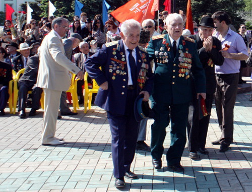 World War II veterans at Victory Day parade, Dagestan, Makhachkala, May 9, 2012. Photo by Patimat Makhmudova for the "Caucasian Knot"