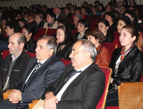 Audience attending opening ceremony of the 7th festival of documentary films and authors' TV programmes "Kunaki". Cherkessk, October 16, 2013. Photo: http://www.kchr.ru