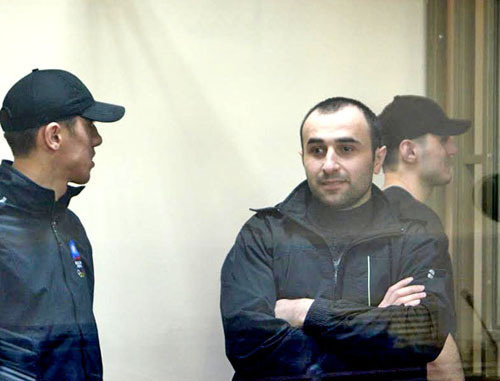 The defendants Magomed Daurbekov, Khizar Daurbekov and Yusup Dzangiev (to the right) during the announcement of the verdict by the North-Caucasian District Military Court. Rostov-on-Don, April 8, 2014. Photo by Oleg Pchelov for the "Caucasian Knot"