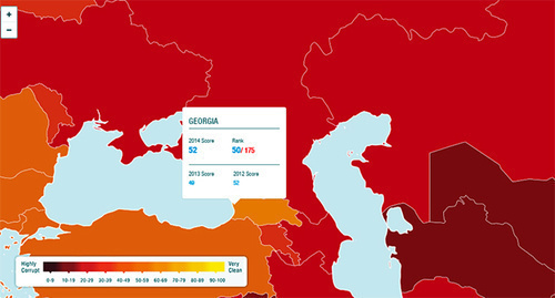 Corruption Perceptions Index for 2014, Georgia. Photo: screenshot of the page http://www.transparency.org/cpi2014/results
