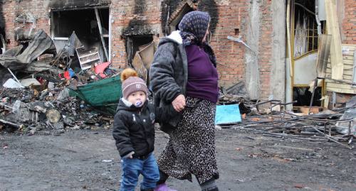 The territory of the market "Berkat" after the fire, Grozny, December 5, 2014. Photo by Magomed Magomedov for the "Caucasian Knot"
