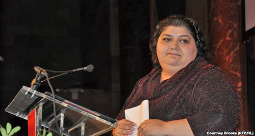 Khadija Ismayilova is awarded for "The Courage in Journalism". New York, October 24, 2012. Photo: RFE/RL, http://www.svoboda.org/content/article/26735895.html