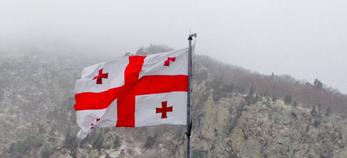 The flag of Georgia. Photo by Akhmed Aldebirov for the "Caucasian Knot"
