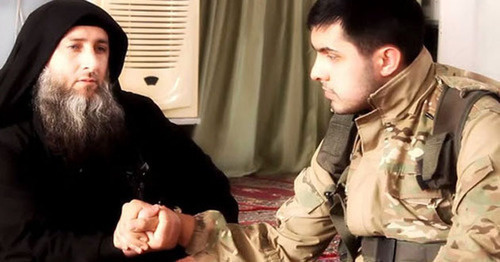 Dagestani preacher Nadir Abu Khalid (right) and Abu Jihad. Screenshot from the video posted by user kazim samu, http://www.youtube.com/watch?v=LC_SB4cGcl0