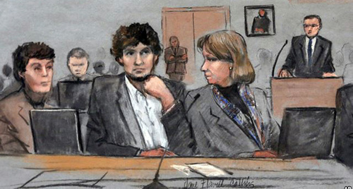 Drawing from the courtroom. Photo: http://www.golos-ameriki.ru/content/boston-court-tzarnaev/2770764.html