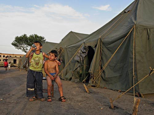 Tent camp of refugees from South Ossetia in a Tbilisi suburb. Georgia, August 2008. Photo by Guram Muradov/http://civil.ge