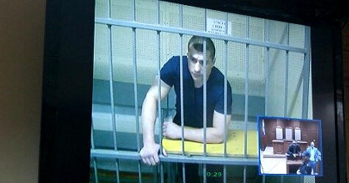 Said Osmanov at the court session. Photo http://riakalm.ru/news/law/2986-segodnya-v-eliste-rassmotryat-delo-bortsa-iz-dagestana-saida-osmanova