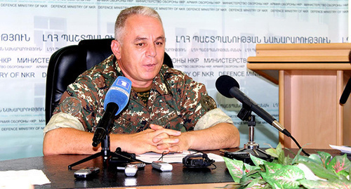 Levon Mnatsakanyan, Minister of Defence of Nagorno-Karabakh, at the press conference in Stepanakert on August 11, 2016. Photo by Alvard Grigoryan for the "Caucasian Knot"