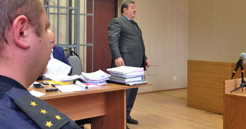 Alaudi Musaev (to the right) in the court room. Photo by Akhmed Aldebirov for the "Caucasian Knot"