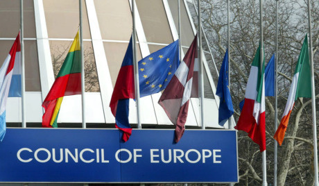 The flags near the building of the Council of Europe. Photo http://www.coe.int/t/dghl/standardsetting/cddh/