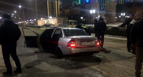 Shelled car in the centre of Grozny, December 17, 2016. Photo is provided to the 'Caucasian Knot' by Grozny resident. 