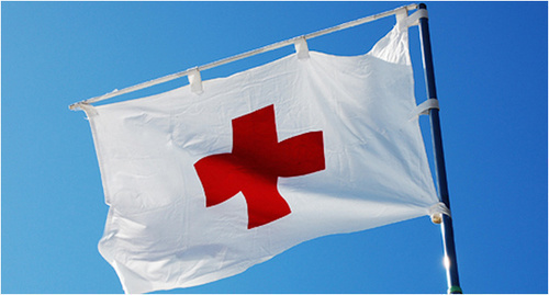 The flag of ICRC. Photo: http://www.vestikavkaza.ru/news/MKKK-vyzvalsya-byt-posrednikom-mezhdu-Baku-i-Erevanom.html"