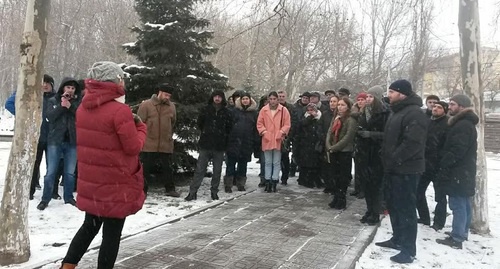 The participants of the rally against the construction of the museum in the Park in Makhachkala. January 29, 2017. Photo by Timur Isaev for the "Caucasian Knot"