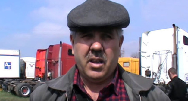 Nikolai Naumov, the participant of the truckers' protest action against the "Platon" system. KBR, April 4, 2017. Screenshot of a video by "Caucasian Knot"