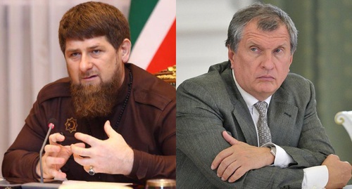Ramzan Kadyrov and Igor Sechin. Collage by the ‘Caucasian Knot’. Sources: vk.com/ramzan and kremlin.ru
