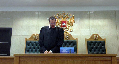 The Judge Mr Bendyuk pronounces the verdict to Konstantin Gudimov. Photo by Suren Edigarov