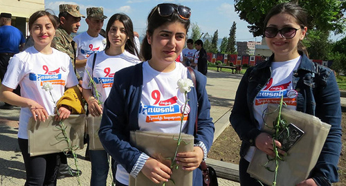 Participants of the march in honour of the 25th anniversary of the liberation of Shushi, Nagorno-Karabakh, Stepanakert, May 8, 2017. Photo by Alvard Grigoryan for the 'Caucasian Knot'. 
