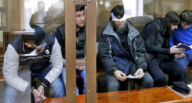 The defendants in the case of Boris Nemtsov's murder in the courtroom. Photo: REUTERS/Maxim Zmeyev