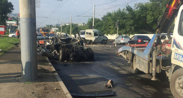 At the site of the road accident in Krasnodar, June 29, 2017. Photo: Типичный Краснодар/vk.com
