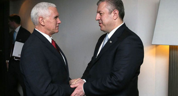 Mike Pence and Giorgi Margvelashvili (right). Photo: FB/Giorgi Kvirikashvili