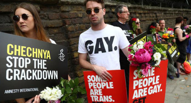 Protest rally against violating of gay rights in Chechnya, London, June 2, 2017. Photo: REUTERS/Neil Hall