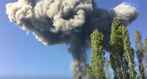 Explosion at ammunition depot in Abkhazia, August 2, 2017. Still picture of video posted by VladVlogs https://www.youtube.com/watch?v=gBF83XsFyGw