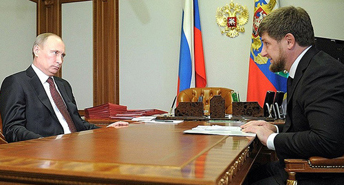 Russian President Vladimir Putin at the meeting with the Chechen leader Ramzan Kadyrov. Photo http://kremlin.ru/events/president/news/17444