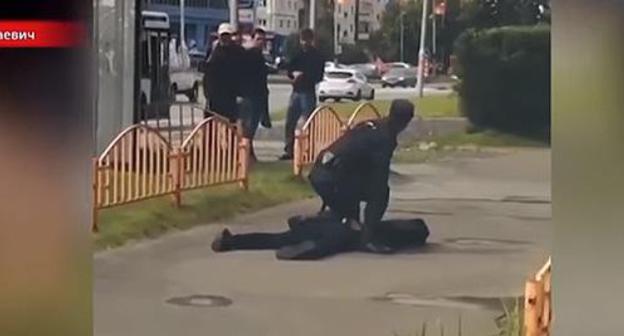 At the site of terror act in Surgut. Screenshot of video: https://www.youtube.com/watch?v=kxrd-NF9rfE