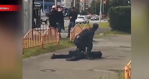 At the site of terror act in Surgut. Screenshot of video: https://www.youtube.com/watch?v=kxrd-NF9rfE