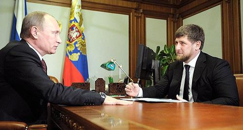 President Vladimir Putin and the head of Chechnya, Ramzan Kadyrov (on the right). Photo http://www.kremlin.ru/events/president/news/17444/photos