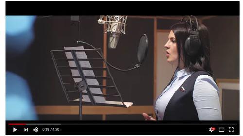 Screenshot of the video with a song performed by Anna Kuvychko and pupils of the cadet classes in Volgograd