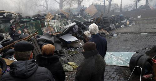 Barricades in the center of Kiev. March 2014. Photo: REUTERS/Kevin Lamarque