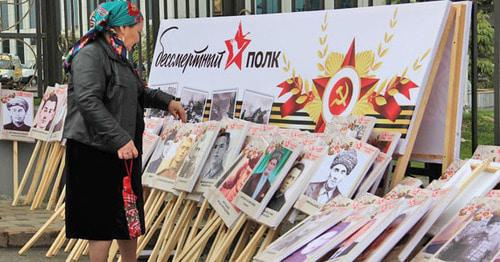 Portraits prepared for the "Immortal Regiment" action in Grozny. Photo by Magomed Magomedov for the Caucasian Knot. 