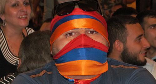 Participant of protest rallies in Yerevan. Photo by Tigran Petrosyan for the Caucasian Knot