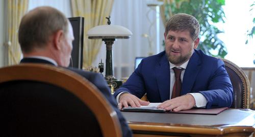 Russia's President Vladimir Putin held a meeting with the head of Chechnya, Ramzan Kadyrov. Photo: screenshot of the video ntv.ru http://www.ntv.ru/novosti/641280/