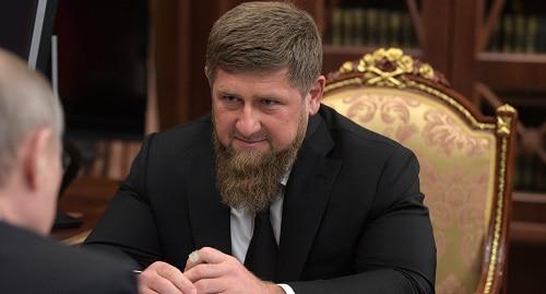 Ramzan Kadyrov at the meeting with Vladimir Putin. Photo by the press service of Kremlin http://kremlin.ru/catalog/regions/CE/events/54342/photos