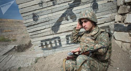 Soldier of the Nagorno-Karabakh Defence Army. Photo: Sputnik/ Ilya Pitalev, https://ru.armeniasputnik.am/karabah/20180407/11302226/azerbajdzhan-uvelichil-chastotu-narushenij-rezhima-prekrashcheniya-ognya-v-karabahe.html