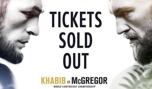 Announcement that tickets are sold out for Nurmagomedov vs. McGregor fight, https://twitter.com/btsportufc/status/1030508592959549440