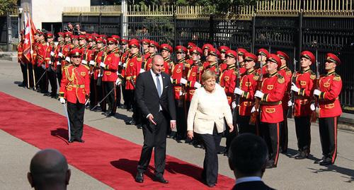 The German Chancellor Angela Merkel and the Prime Minister of Georgia Mamuka Bakhtadze. Photo by Inna Kukudjanova for the "Caucasian Knot"
