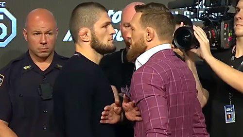 Meeting of Khabib Nurmagomedov and Conor McGregor at a press conference in New York. September 20, 2018. Photo: screenshot of the video https://www.youtube.com/watch?v=ZaRexXVUk4w