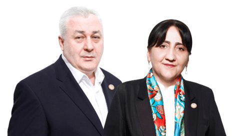 David Tarkhan-Mouravi, leader of the Alliance of Patriots of Georgia, and Irma Inashvili, General Secretary and a Vice-Speaker of the Parliament of Georgia. Collage from the website of the party http://patriots.ge